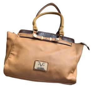 V 1969 ITALIA VERSACE VEGAN HANDBAG TOTE IN BROWN